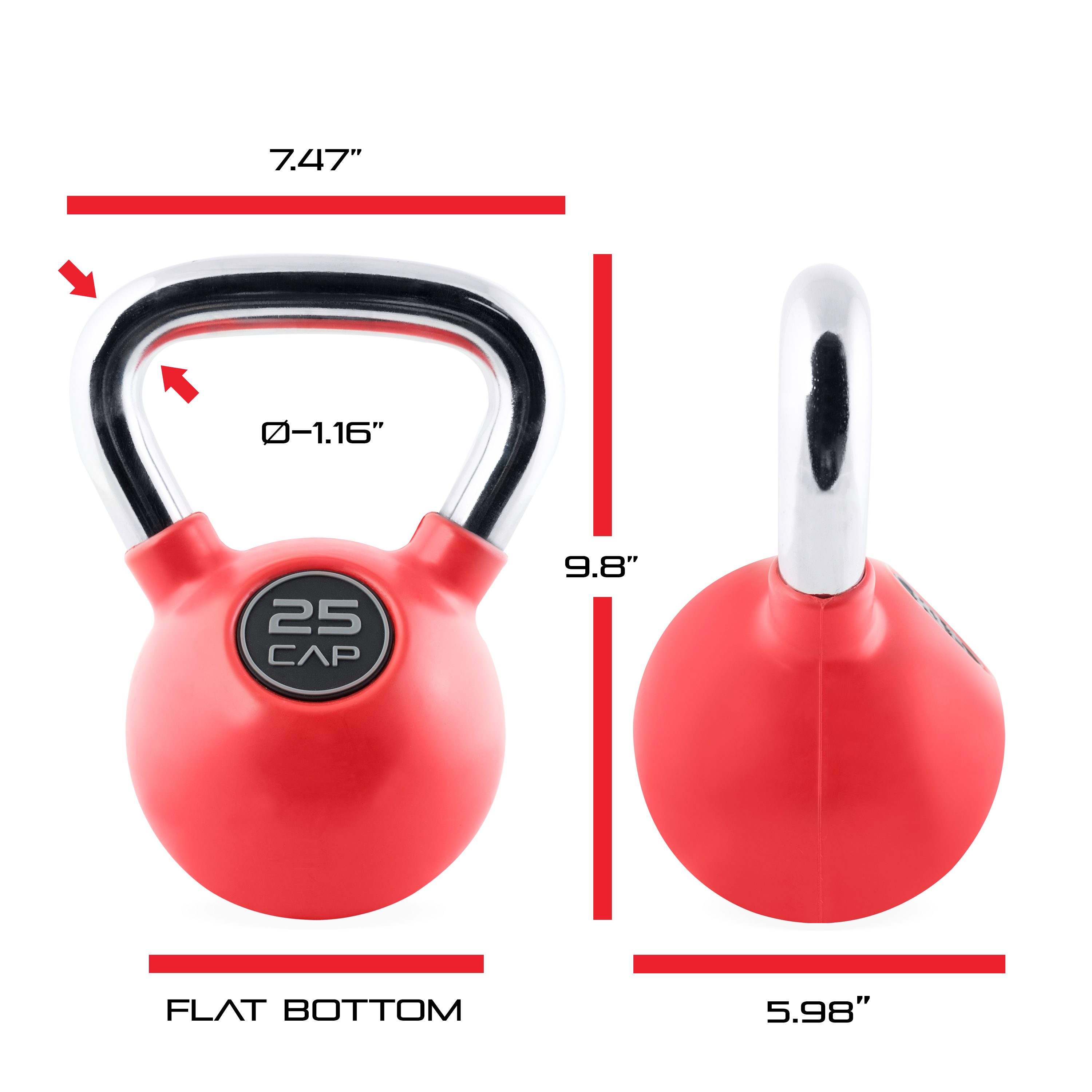 CAP Barbell Rubber Coated Kettlebell, 25lb, Single