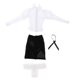 thumbnail image 1 of Conjunto de ropa para muñeca femenina, traje completo, blusa de manga larga, falda, traje de corbata hecho a mano para accesorios de figuras de acción Negro Baoblaze Traje de muñeca femenina, 1 of 6