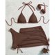 thumbnail image 4 of Trajes de baño para mujer Traje de baño de bikini sólido con almohadilla para el pecho para mujer Traje de baño dividido Bañador y faldas de baño Trajes de baño de 3 piezas para mujer, 4 of 6