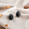 thumbnail image 3 of Gemsgram Handcrafted Black Onyx 925 Sterling Silver Stud Earrings - Statement of Style, 3 of 7