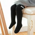 thumbnail image 3 of 2 pairs Little Girls Knee High Socks Cute Bowknot Cotton Cable Knit Toddler Dress Socks (black,blue,rose red,gray,yellow,white), 3 of 9