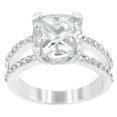 thumbnail image 2 of Precious Stars Silvertone Cushion-Cut Cubic Zirconia Split-Shank Engagement Ring, 2 of 4