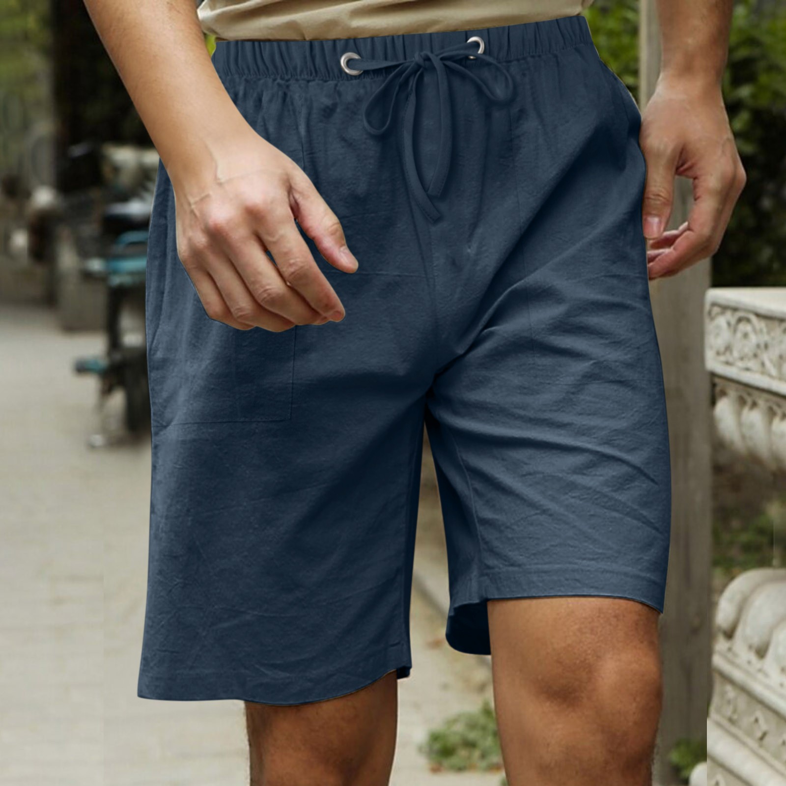 Pepeey Elastic Shorts for Men, Men's Chino Shorts Chino Shorts 9 inch  Inseam Navy Blue Shorts Men Sport Short for Men Summer Shorts for Men 5 inch