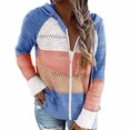 thumbnail image 2 of Usmixi Weekly Deals Winter Sweatshirt Coat for Women Hooded Coat for Women Plus Size Cozy Knitted Hollowed Sweater Outerwear Long Sleeve Open Front Zip Drawstring Hoodies Top Casual Sweatshirt Coat, 2 of 7