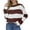 Brown, variant on hoksml Women's Striped Long Sleeve Knitted Sweater Fashion Color Block Crewneck Pullover Slim Fit Soft Casual Fall Top