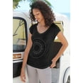 thumbnail image 3 of LASCANA Women's Mosaic Boho Print Top Embroidered Detail, 3 of 5
