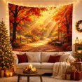 thumbnail image 3 of Autumn Forest Path With Golden Sunbeams and Fallen Leaves, Serene Vintage for Nature Enthusiasts, Forest Wall Art Decor, Thanksgiving Gift, Tapestry Wall Hanging for Living Room and Bedroom, 3 of 7