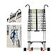 thumbnail image 3 of Wolec Telescoping Ladder, 14.5FT Aluminum Portable Extension Ladder w/Hooks, Stabilizers& Wheels, Heavy Duty 330lbs Max Capacity, Collapsible Telescopic Ladder for Rv, Roof, Attic, Outdoor -Silver, 3 of 4