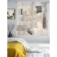 thumbnail image 2 of Abstract Sheer Curtains for Living Room Bedroom Modern Geometric Brown Beige Sheer Curtains 63 Inch Long 2 Panels Set Light Filtering Curtain Window Treatments Drapes for Dining Room, 2 of 6