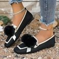 thumbnail image 2 of Black Women'S Slip-On Flats With Playful Pom Pom Detail, Breathable Mesh Material, Comfortable For Long Wear In Warm Seasons, 2 of 9