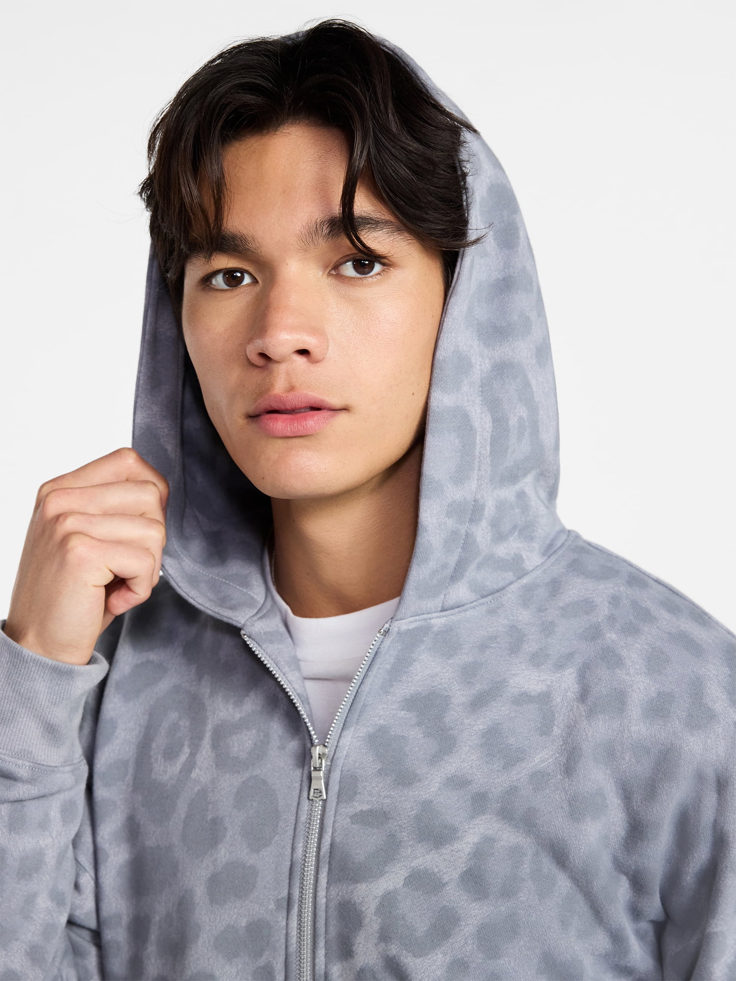 No Boundaries Zip Hoodie with Long Sleeves, Men's XS-4XLT