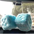 thumbnail image 1 of Pair Of Retro Square Mirror Hanging Couple Fuzzy Plush Dice, 1 of 3