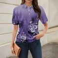 thumbnail image 2 of NAMTYQX Women's T-Shirts Short Sleeve Womens Polo Shirts Soft Lounges Stylish Lapel V Neck Purple Size XL, 2 of 5