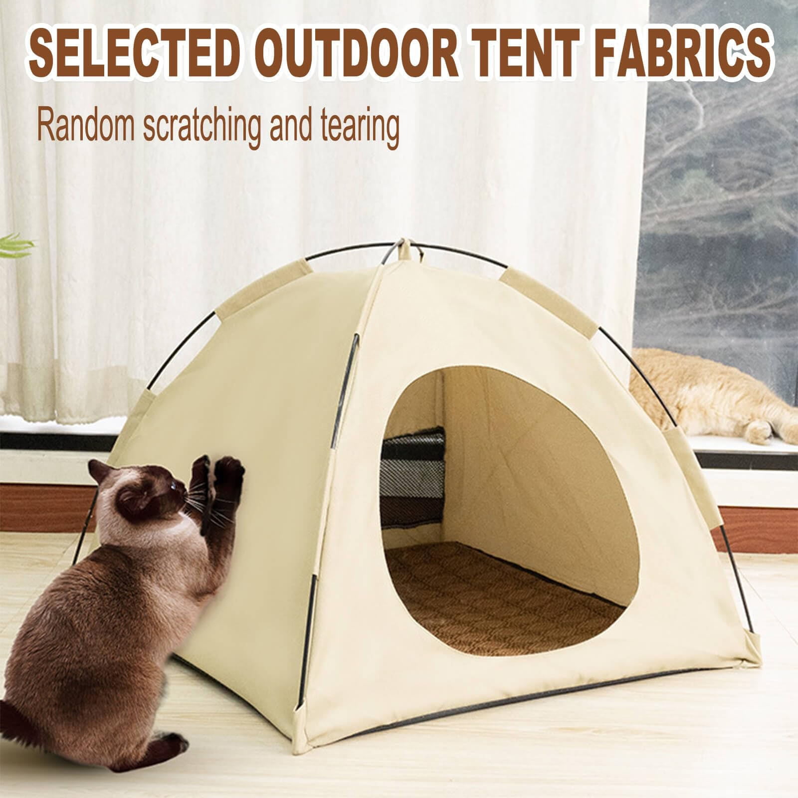 Portable Foldable Pet Tent with Pad Breathable Removable Washable Cat Dog Bed for Indoor Comfort
