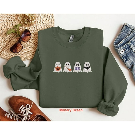 Embroidered Cute Ghosts Sweatshirt
