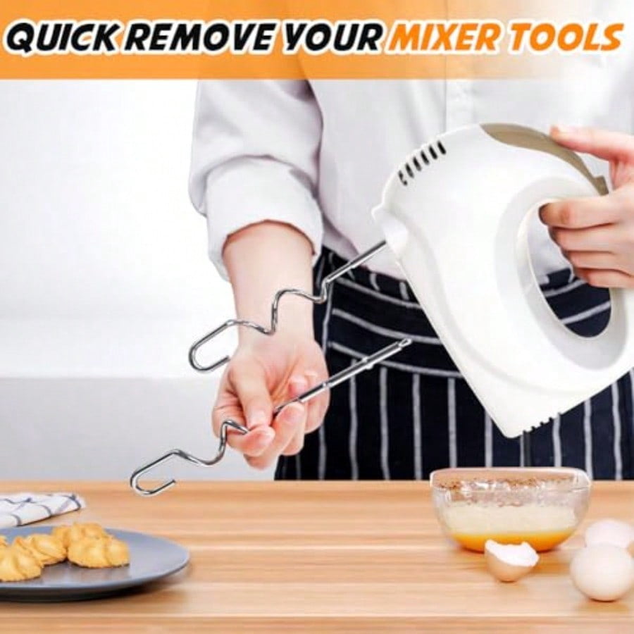 Hand Mixer - 5 Speed Portable Kitchen Mixer Electric Handheld with 5 Stainless Steel Accessories Whisk Food Beater Ivory
