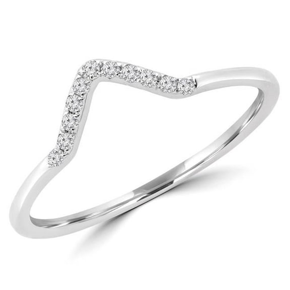 0.1 CTW Round Diamond V Shape Semi-Eternity Wedding Band Ring in 14K White Gold - Size 4.25