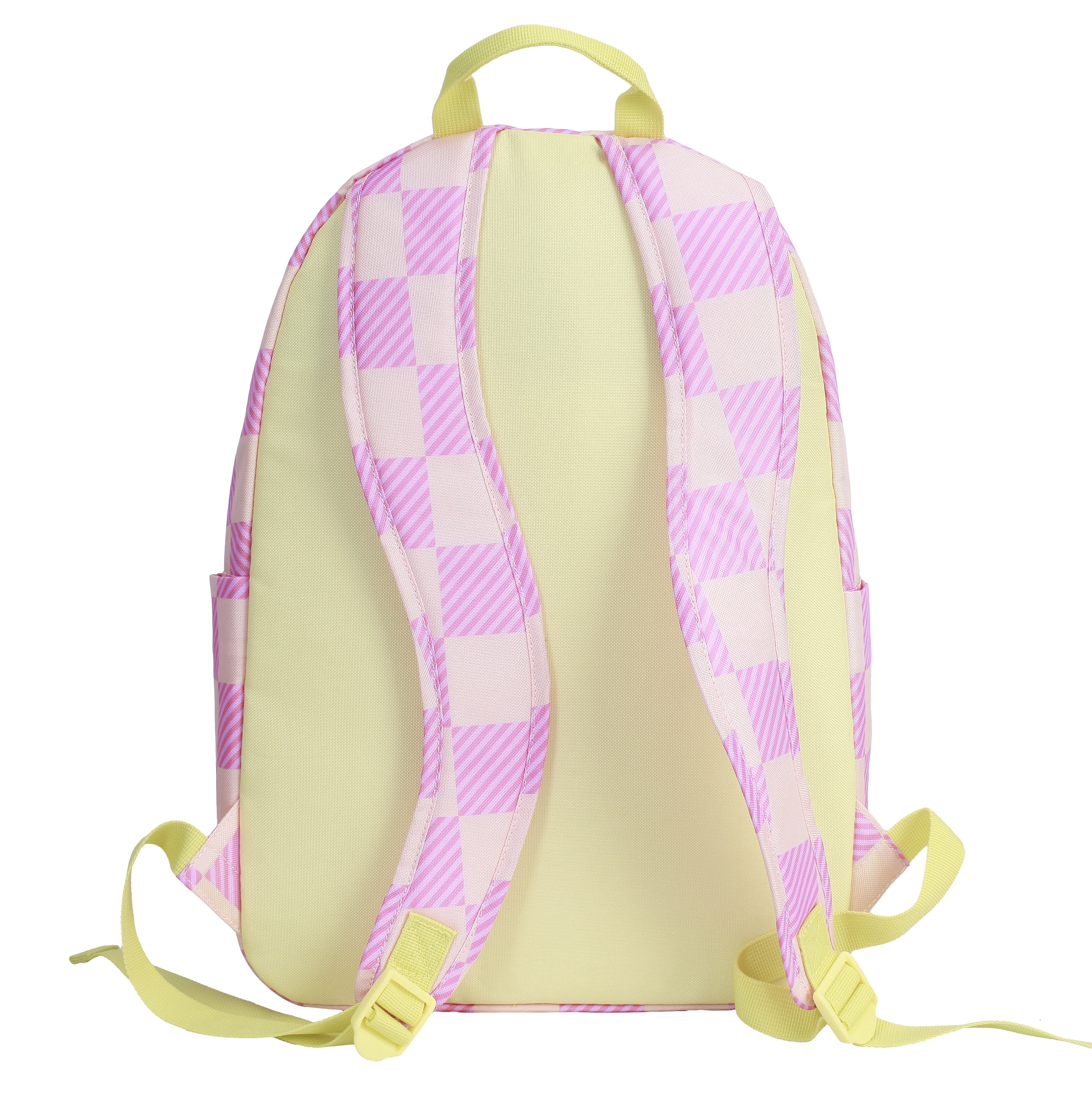 CRCKT 17-inch Kids Polyester Backpack - Peach Fuzz, Pink and Yellow Checker