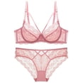 thumbnail image 1 of Sujetador transparente ultrafino de encaje sexy sin esponja, ropa interior para mujer, conjunto de sujetador pequeño con pecho grande, 1 of 5