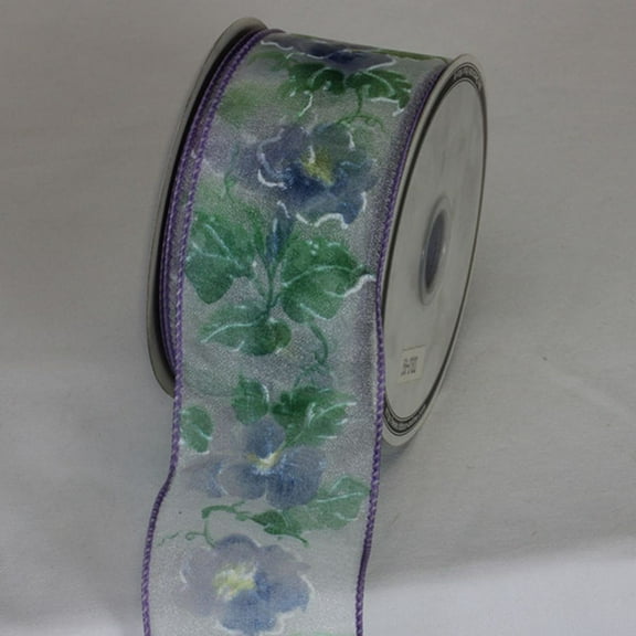 The Ribbon People Purple and Green Orchid Wired Craft Ribbon 2.5" x 20 Yards