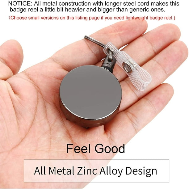 Retractable Badge Holder Key Reel, 2 Pack Heavy Duty Metal ID