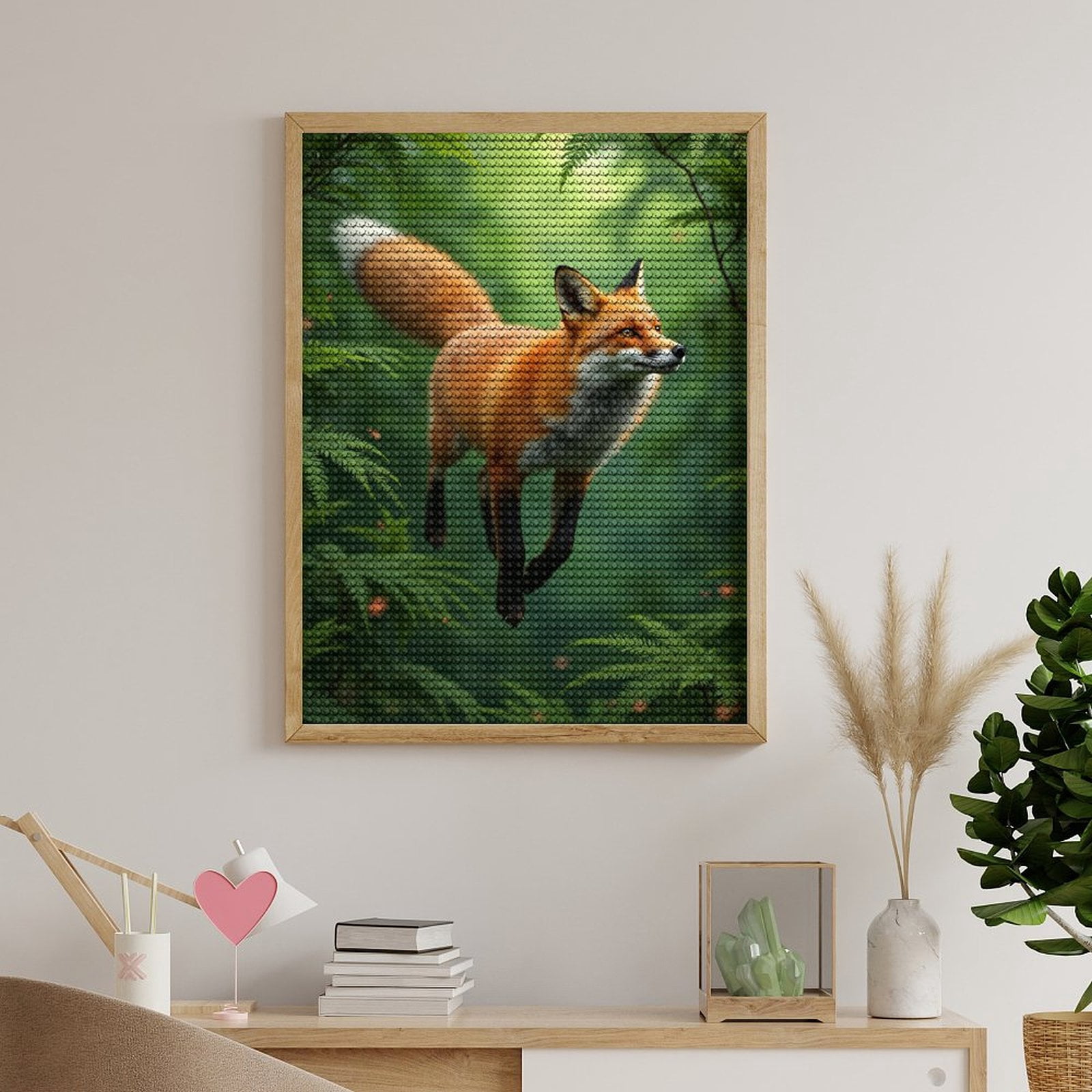 Diamond Art Kits for Adults, Fox In Lush Green Forest 5D Diamond Painting Kits for Adults Beginners, DIY Full Drill Diamond Painting, Gem Art and Crafts 12x16