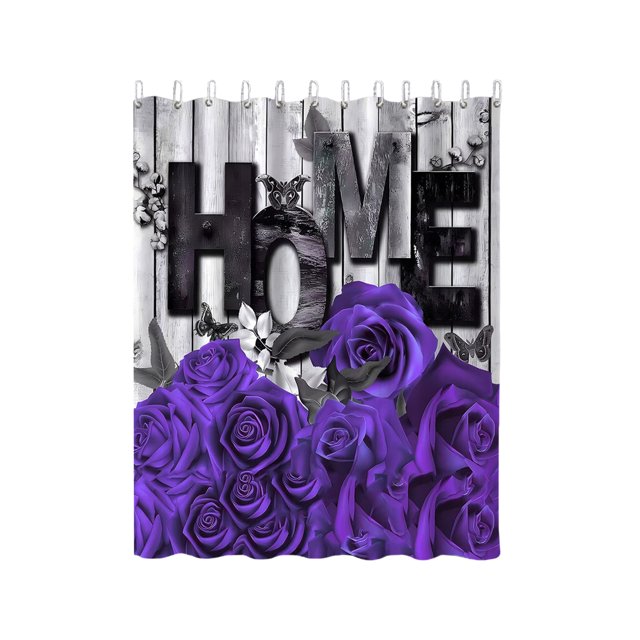 FOCUSNORM Jolis Rideaux de Douche pour Salle de Bain Imprimé de Lettres Motif Rose Transparence Forte Rideau de Douche Mode