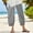 Gray women striped wide leg capri pants a1, variant on Women's Striped Wide Leg Capri Pants Elastic Waisted Flowy Casual Summer Lounge Pants Harem Trousers Beach Party Wear, Gray 2XL