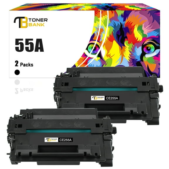 Toner Bank Compatible Toner Cartridge Replacement for HP 55A CE255A High Yield (Black, 2-Pack)