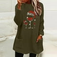 thumbnail image 2 of Lovskoo Women's Fuzzy Fleece Pullover Tops Round Neck Long Sleeve Pocket Printed Winter Thick Warm Plush Top Olive Green, 2 of 5