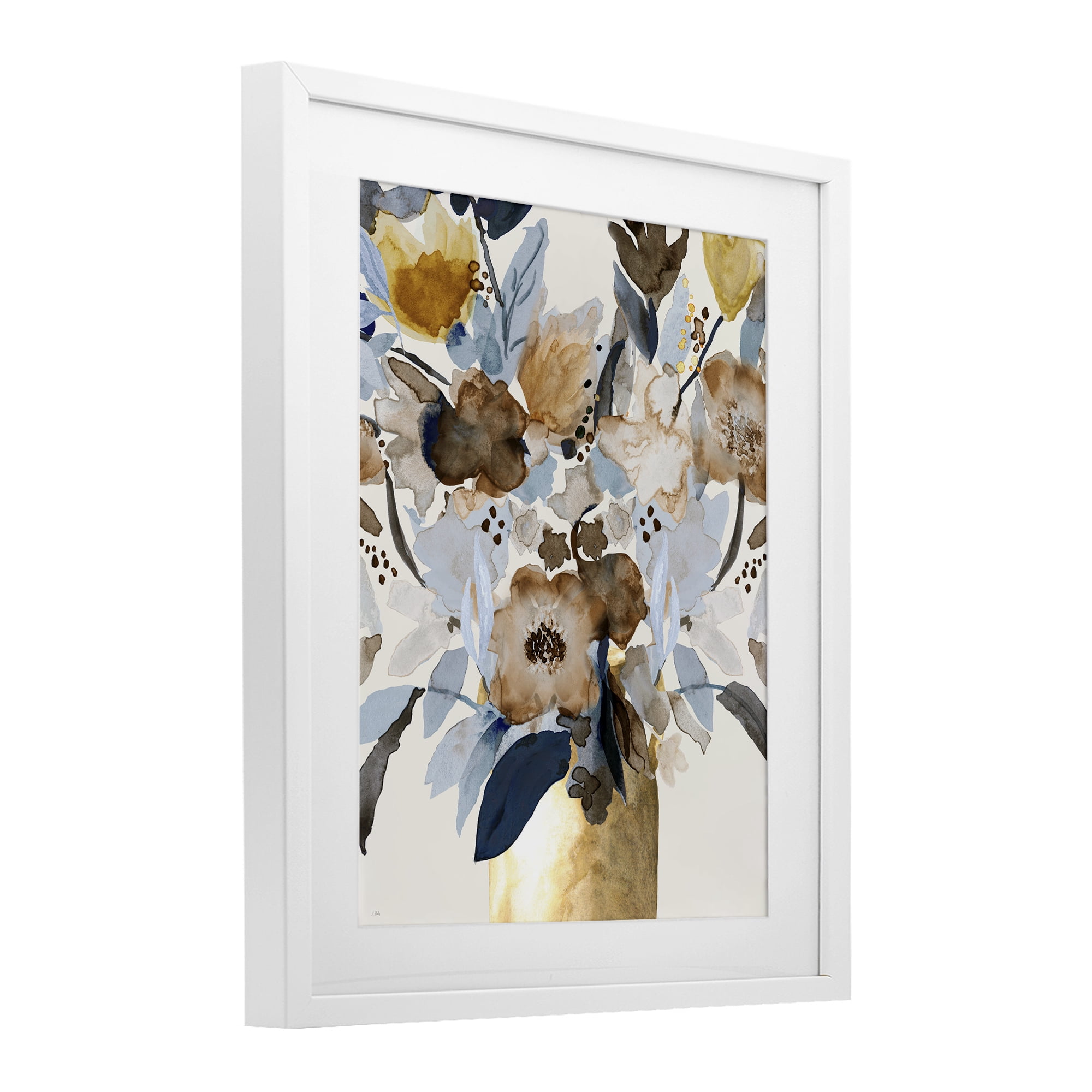 Stupell Industries Expressive Earthy Blossoms White Framed Print Under Glass, design by Val Rhodes