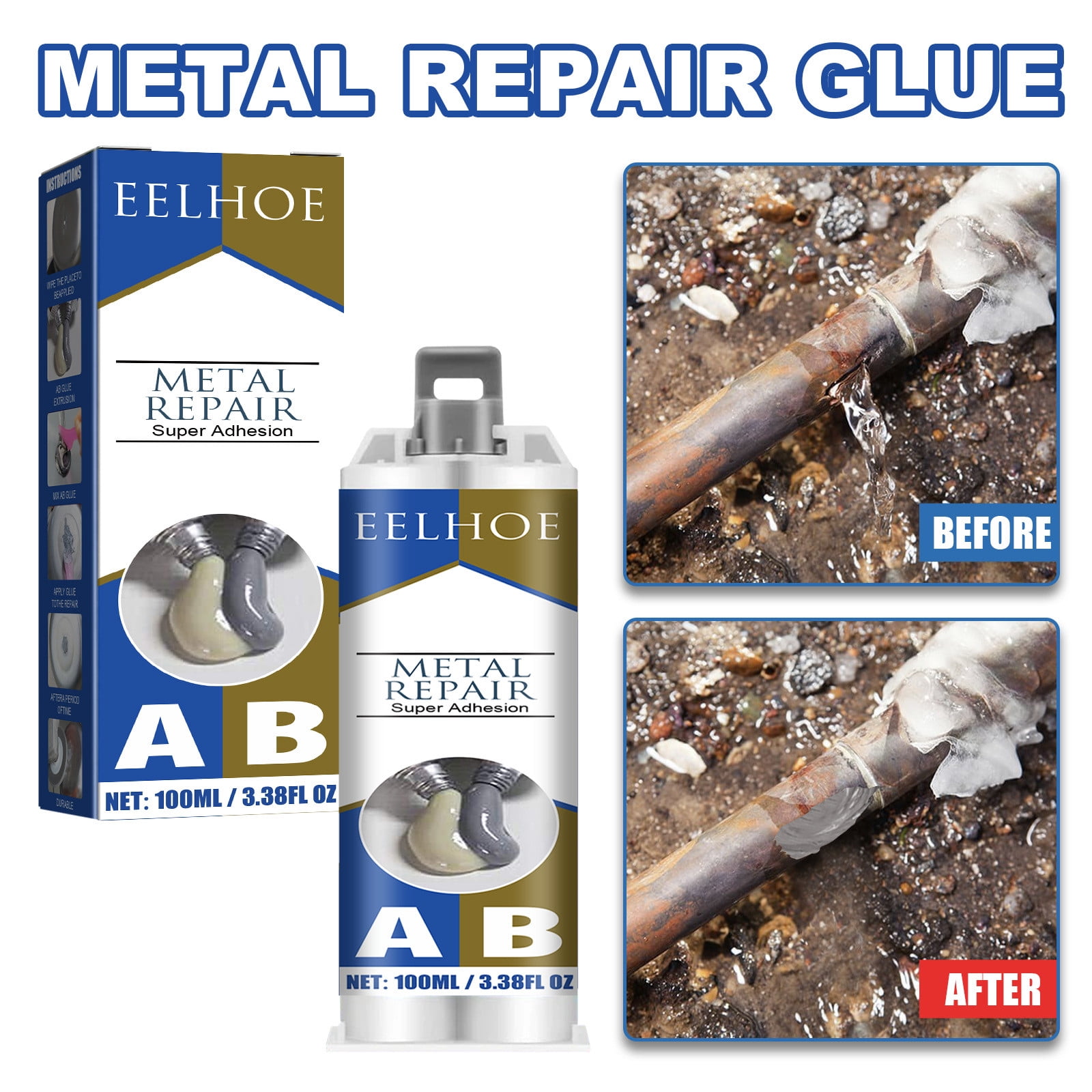 MOOK METALPRO Premium Metal Repair Gel Set of 2 Tubes, Industrial Heat  Resistance Cold Weld Metal Repair Paste, Welding Glue Plastic Cement Weld  Glue