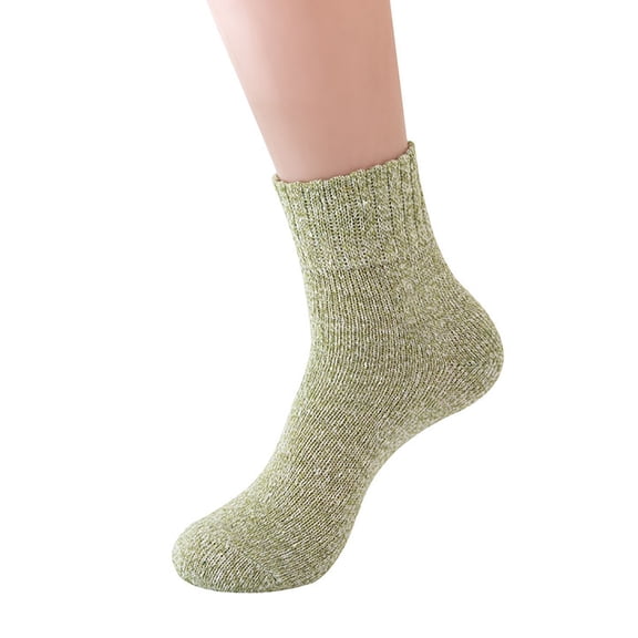 Women Solid Color Cable Knit Athletic Style Socks Mixed Thick Winter Warm Wool Mid Tube Footwear Comfort GN1