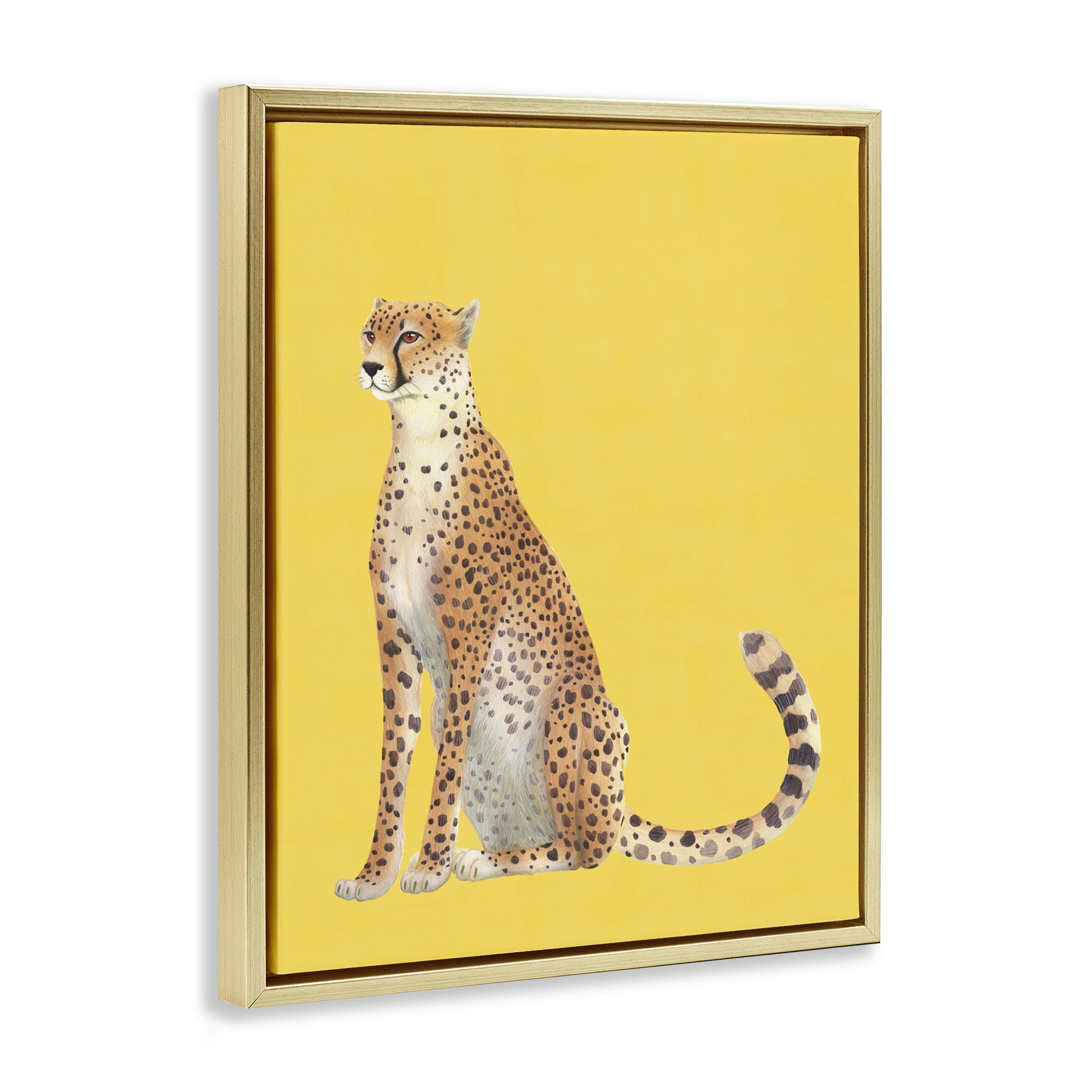Stupell Industries Cheetah on Vibrant Yellow Gold Framed Floater Canvas Wall Art, design by Karolina Sato