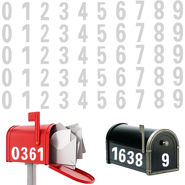 GHSDFBB Reflective Mailbox Numbers, Waterproof Mailbox Numbers Stickers Large 3 Inch Self Adhesive 50 Pcs 0-9 Vinyl Number for Signs, Door, Cars, Trucks, Home, Business, Address Number