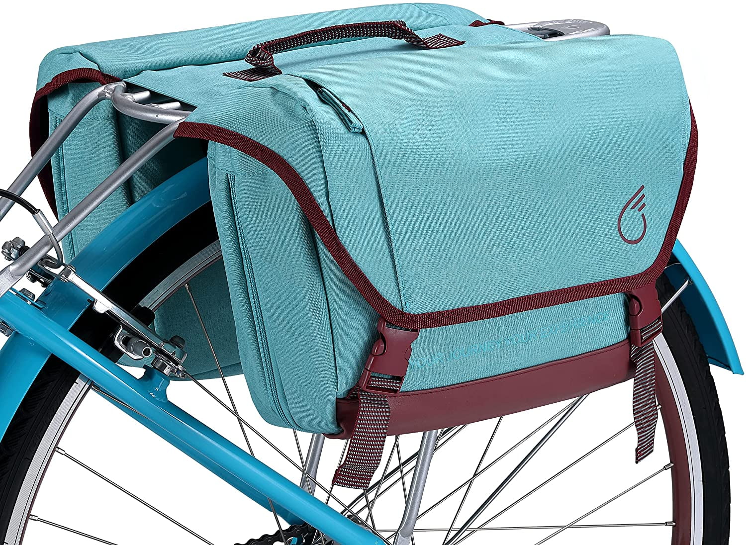 sixthreezero Bicycle Pannier Bag Rear Rack Trunk with Waterproof, Double Sided, Carry Handle, Teal