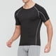 thumbnail image 1 of Blusas y camisas de manga corta y cuello redondo para hombre, blusas ajustadas de color liso con cuello redondo y mangas cortas elásticas para hombre., 1 of 4