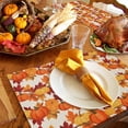 thumbnail image 6 of Fall Placemats Set of 4 Red Orange Maple Leaves Place Mats Thanksgiving Placemat Autumn Pumpkin Linen Table Mats for Dining Kitchen Table Holiday Dinner Party Home Fall Decorations 13x19 Inch, 6 of 8