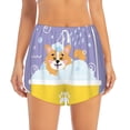 thumbnail image 3 of Uemuo Corgi Washing in Bathtub Pattern Women's Athletic Shorts High Waisted Running Shorts with Liner Pockets Gym Elastic Workout Shorts-Medium, 3 of 9