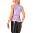 thumbnail image 3 of INSPIRE CHIC Women's Halloween Holographic Shiny Shirt Party Disco Metallic Tank Top for Women XS Light Purple, 3 of 6