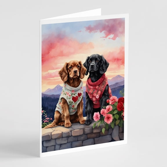 Cocker Spaniel Two Hearts Greeting Cards Pack of 8 7 in x 5 in