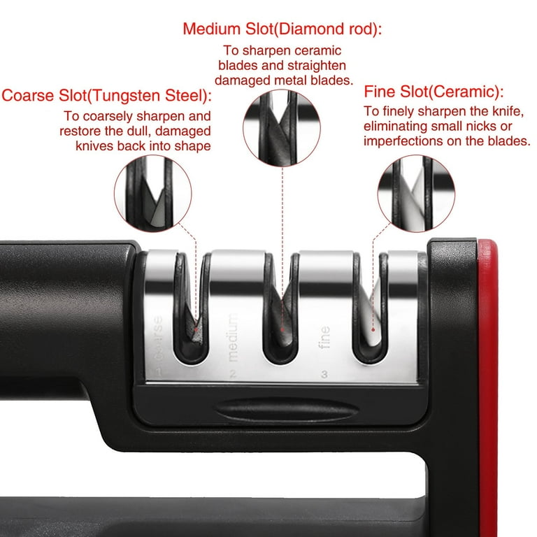 Ucraft Kitchen Knife Sharpener – 3-Stage Handheld Kitchen Knife Sharpeners  – Knives Sharpener with Ceramic Rod, Tungsten Steel, Diamond Rod – Sharpening  Stone for Knives, Scissors, Repair, and Polish - Yahoo Shopping