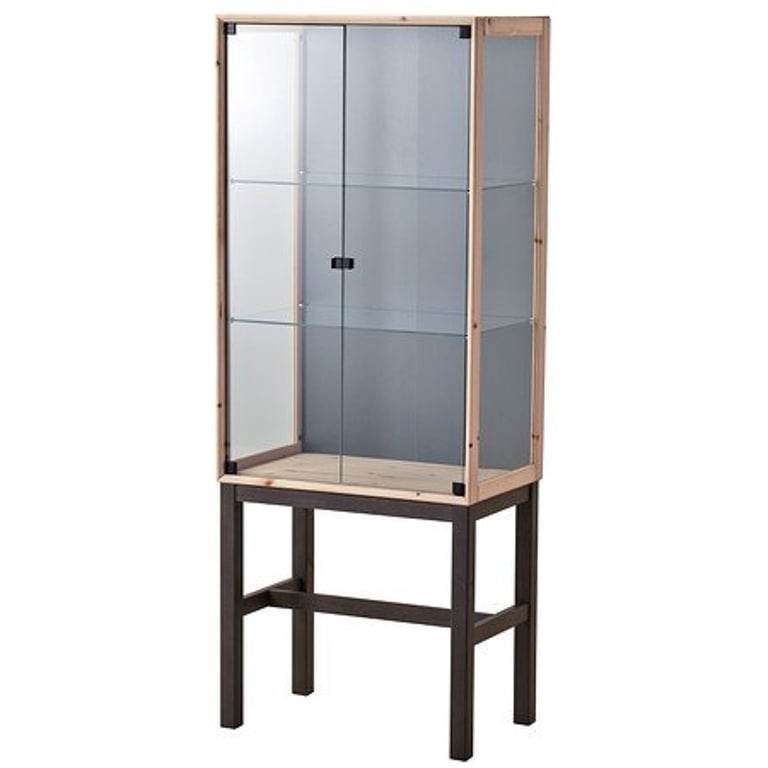 Ikea Glass-door cabinet with 2 doors, pine, gray 14210.26229.1016