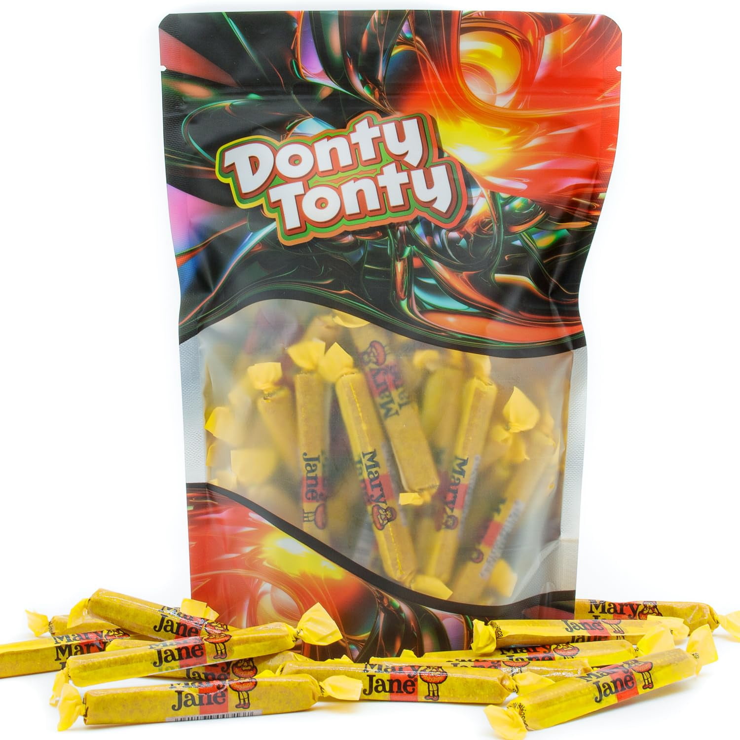 MARY JANE Candy FUN SIZE 4 lb – Anti Melt Pack, Peanut Butter Flavored, Bulk Resealable Bag, Old Fashioned Caramel, Individually Wrapped Chewy Taffy