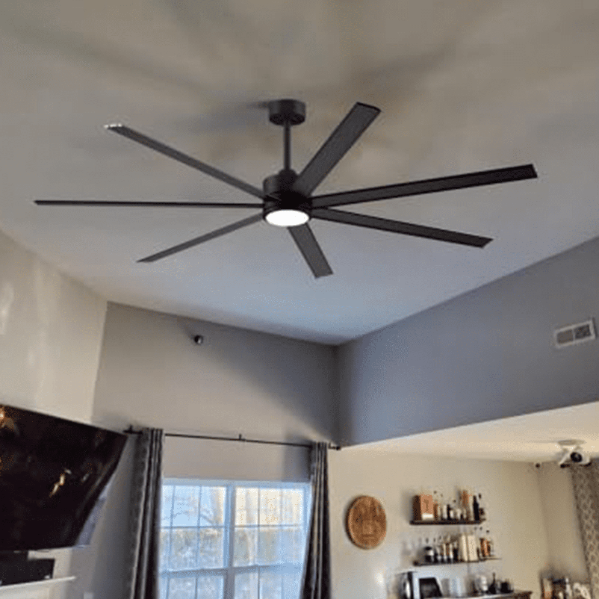 72 inch Large Outdoor Ceiling Fans with Lights and Remote, Waterproof Aluminum Blades Black Industrial Fan for Indoor Outside Great Patios Living Room
