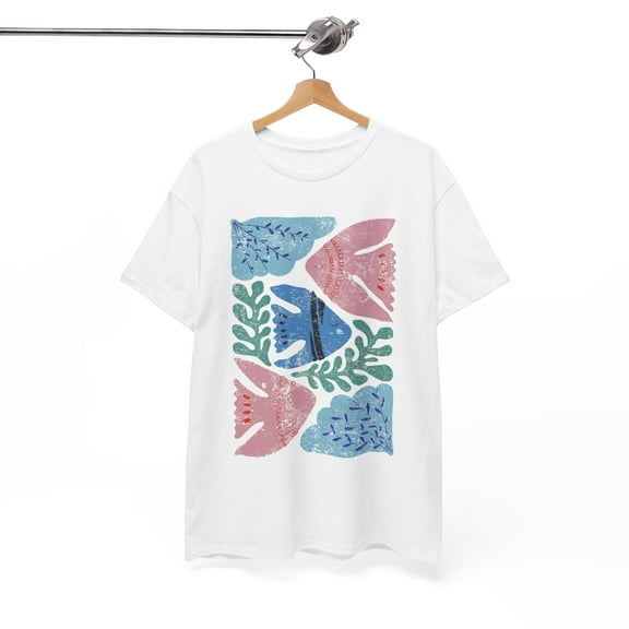 Chamelean Ocean Botanical Tropical Fish Short Sleeve Tee Unisex Casual T-shirt, Sizes S-3XL