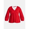 thumbnail image 6 of Time and Tru Women's Embroidered Poet Blouse with Long Bishop Sleeves, Sizes XS-XXXL, 6 of 6