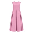 thumbnail image 5 of QUNYINEY Solid Casual Sundresses for Women Cotton Linen A Line Sleeveless Long Tank Dress Crew Neck Loose Fit Summer with Pockets Dresses, 5 of 8