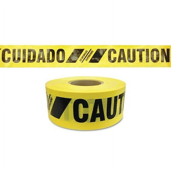 Reinforced Barricade Tape, 3 In W X 500 Ft L , Caution/Cuidado, Yellow | Bundle of 5 Rolls