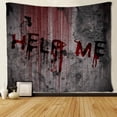 thumbnail image 1 of Tapiz de Zombie con monstruos detrás de la puerta de madera, tapiz de Halloween, decoración colgante de pared de fantasía de miedo para dormitorio, sala de estar y dormitorio, 1 of 4